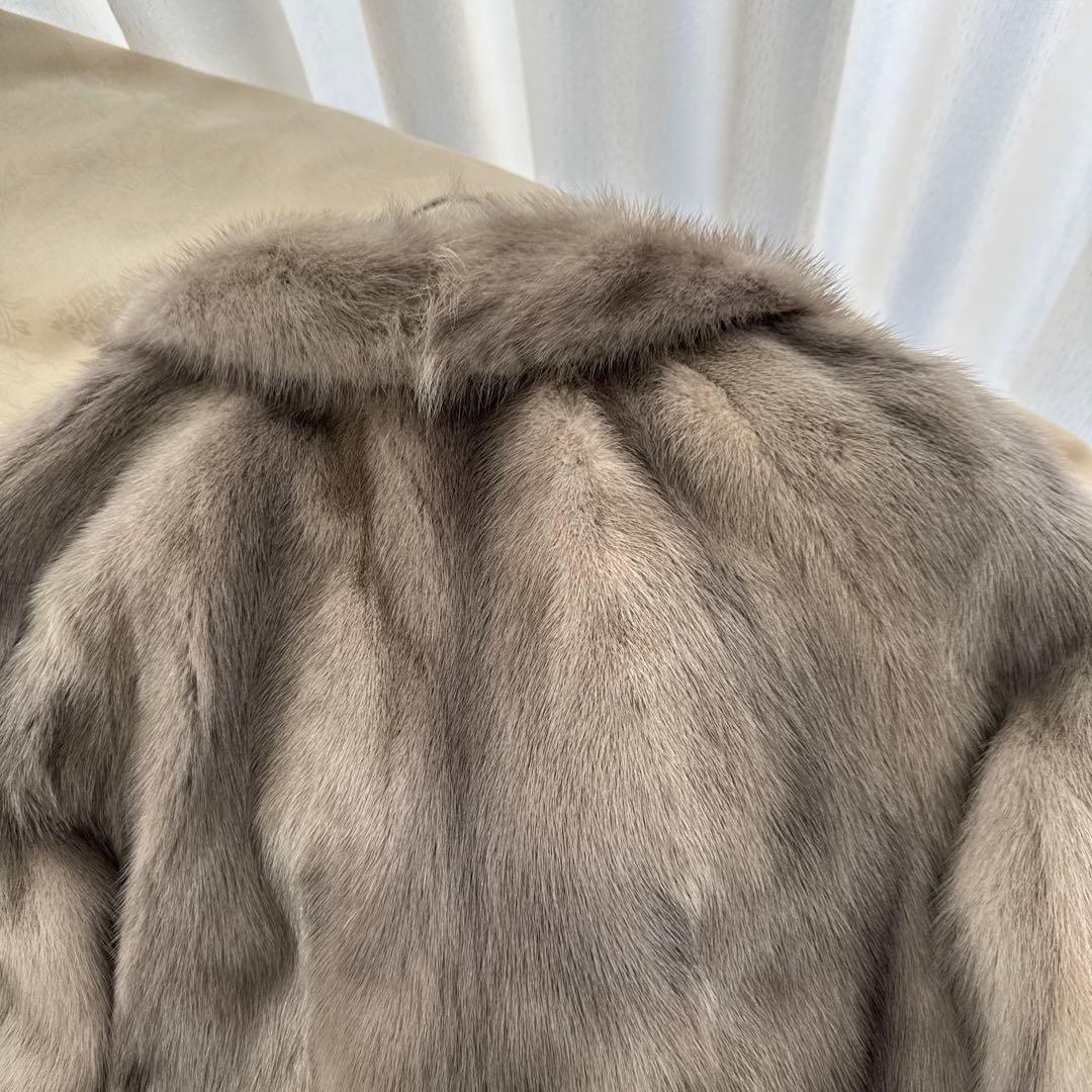 サファイアミンク ショートコート ジャケット ライトグレー 9号