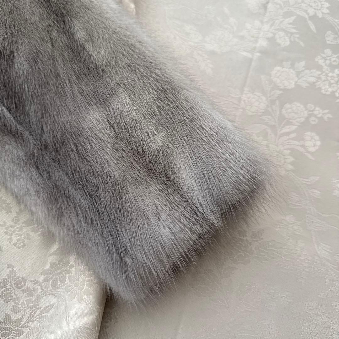 サファイアミンク ショートコート ジャケット ライトグレー 9号