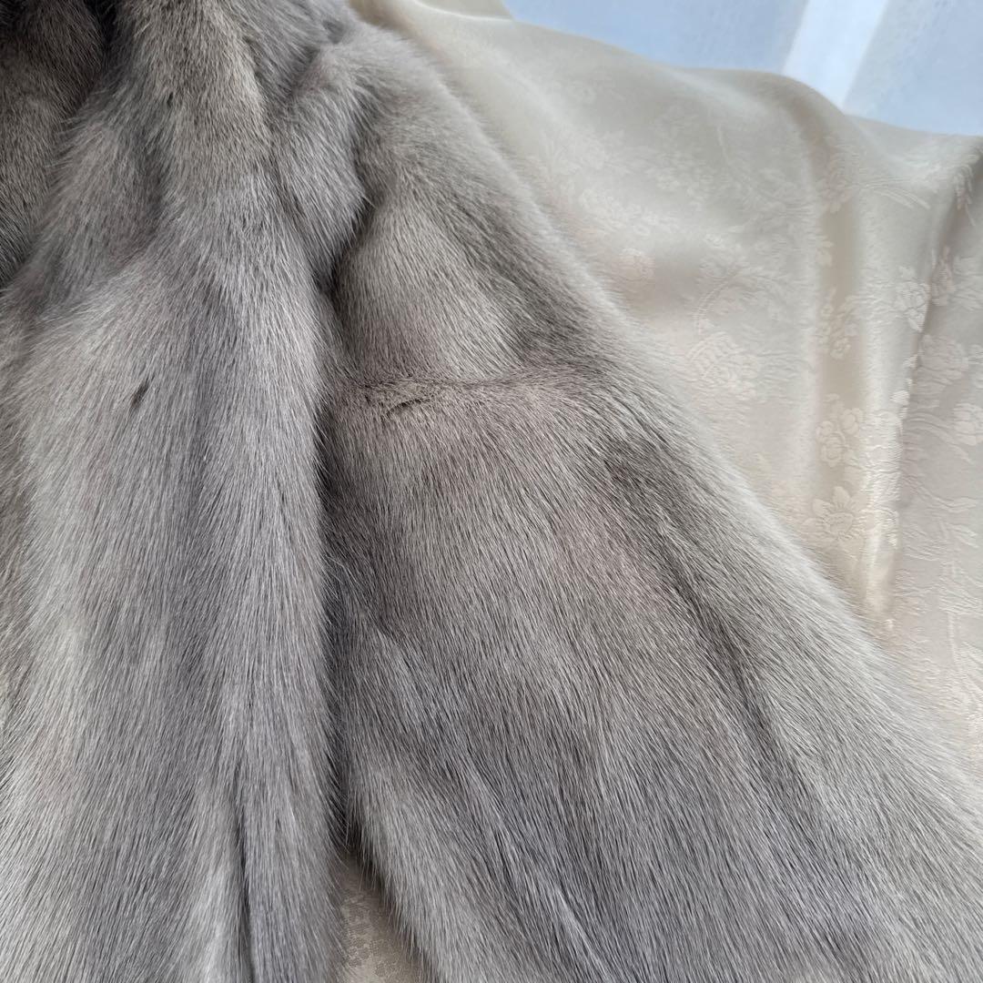 サファイアミンク ショートコート ジャケット ライトグレー 9号