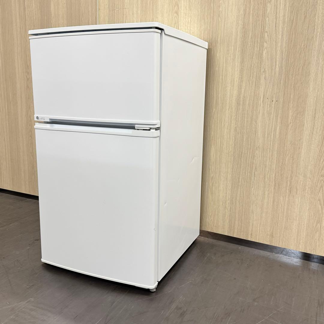 A1070‼️18年製U.ING 2ドア冷蔵庫 UR-D90J (W) 90L