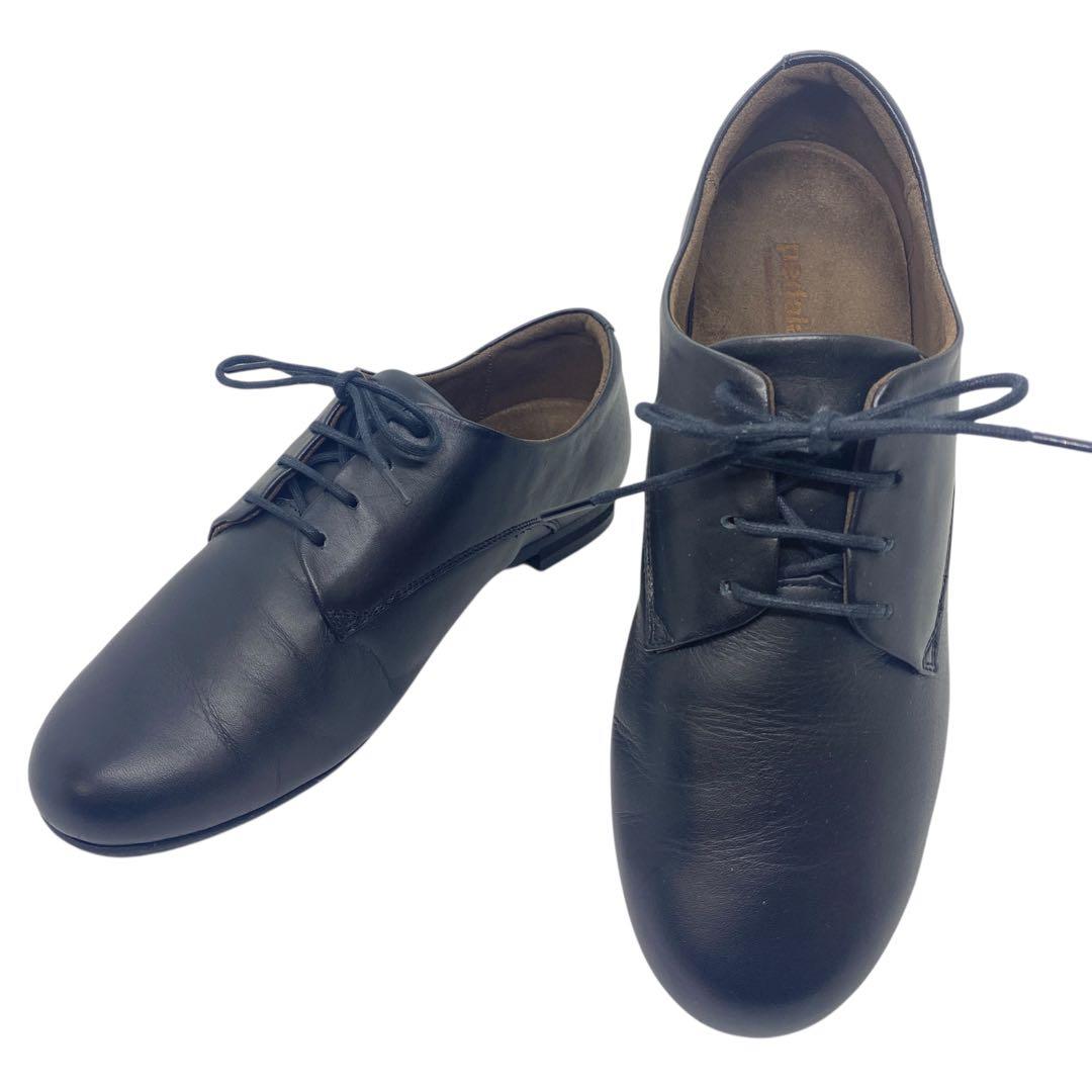 pedala ペダラ　22.5 EEE レースアップ 革靴 黒 ブラック レザー