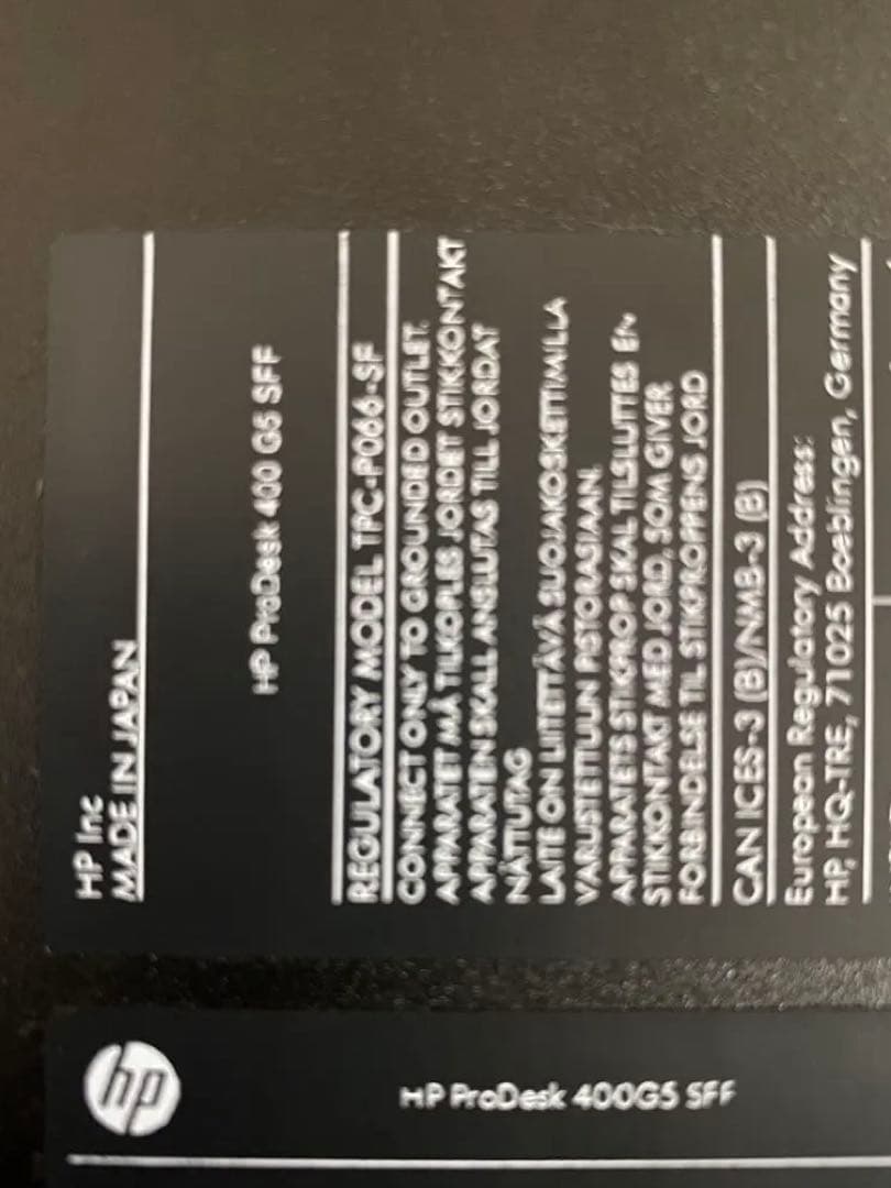 ジャンク　HP ProDesk 400 G5 SFF 本体