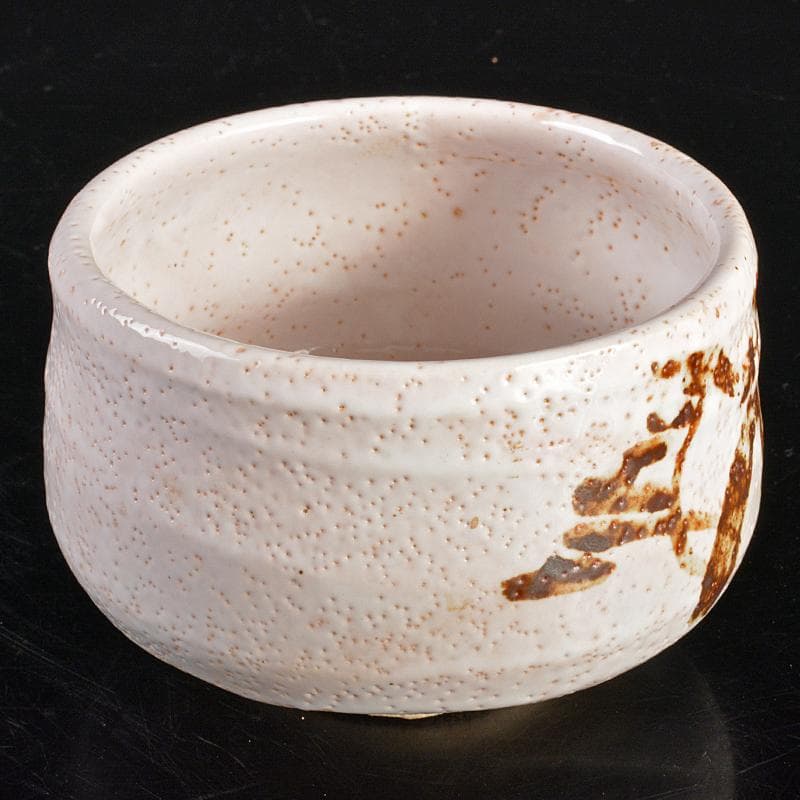 人間国宝　荒川豊蔵作　志野焼　絵志野　茶碗　仕覆付　共箱二重箱　D　R6864