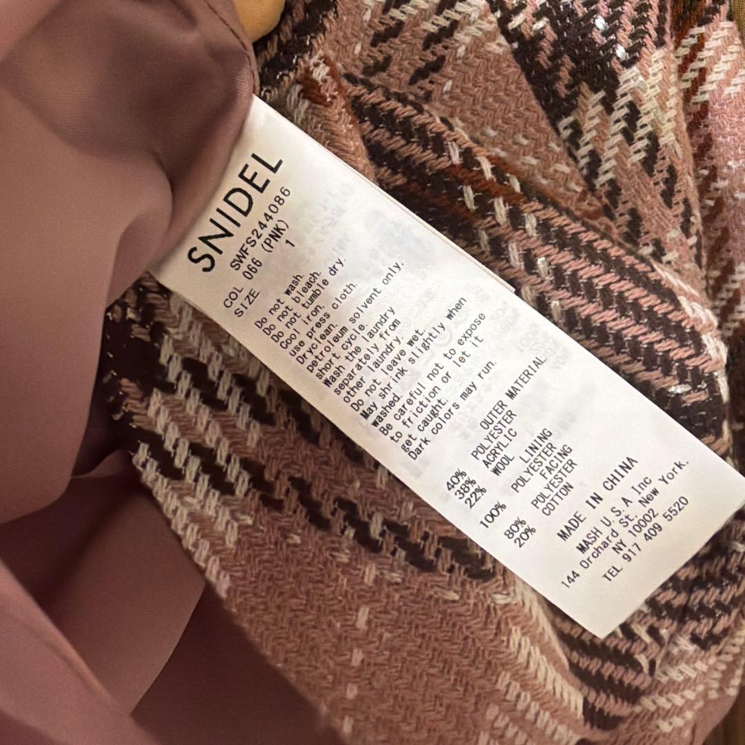 snidel スナイデル　ロービングチェックスカート　ピンク　サイズ1