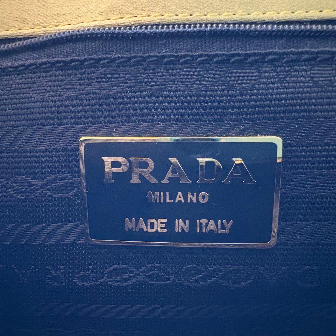 【PRADA 】サテン　イエロー ハンドバッグ　パーティー　結婚式