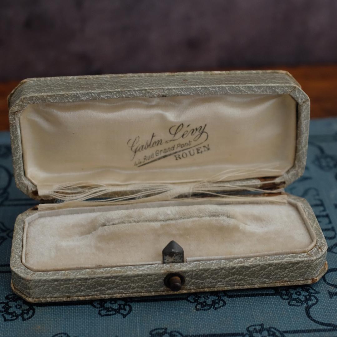 イギリスアンティークブローチケース＊英国アンティークボックス＊グレー＊ロング