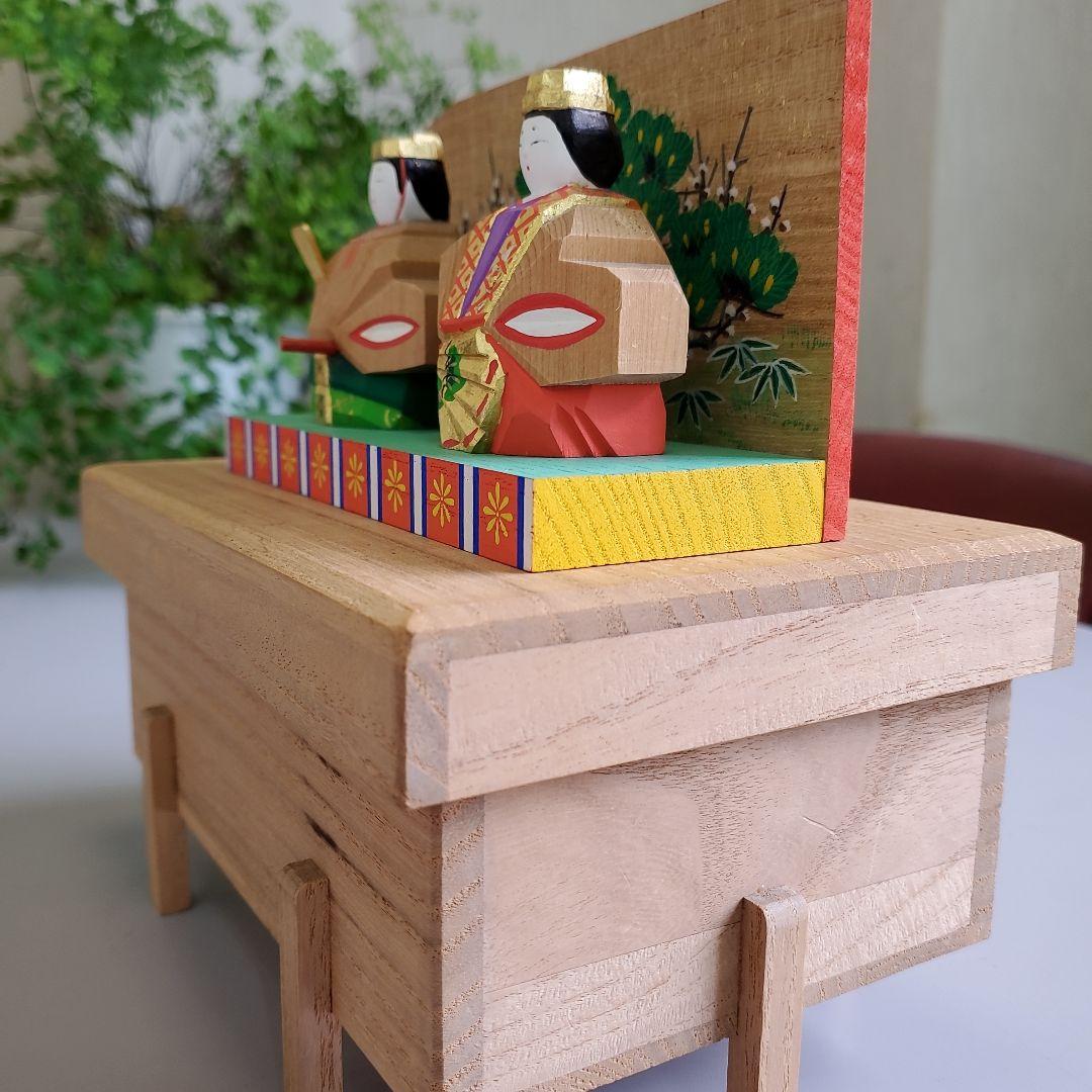 豆*様 川口神泉作　木製奈良一刀彫の雛人形セット