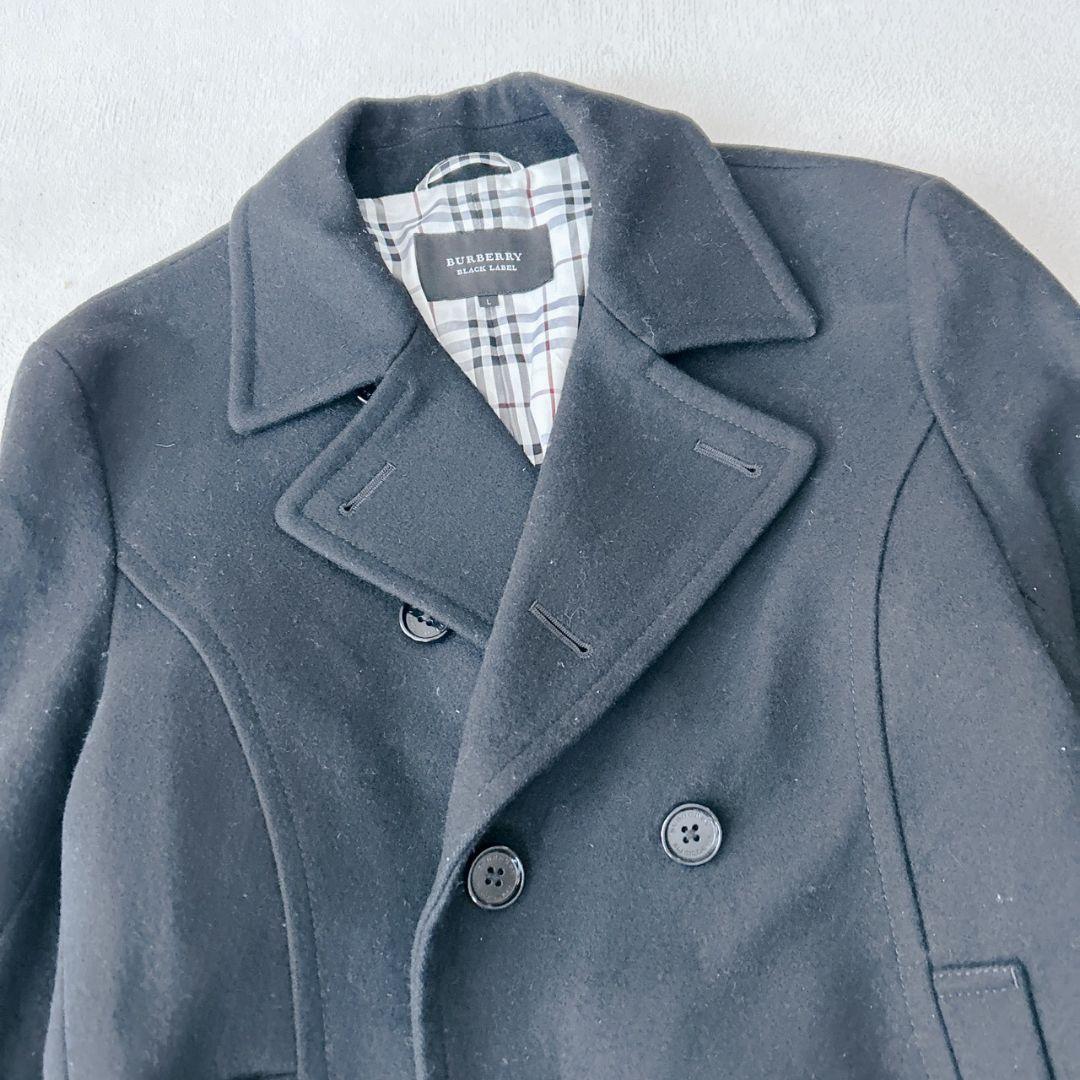 バーバリーブラックレーベル ピーコート ダブルブレスト ノバチェック L 黒