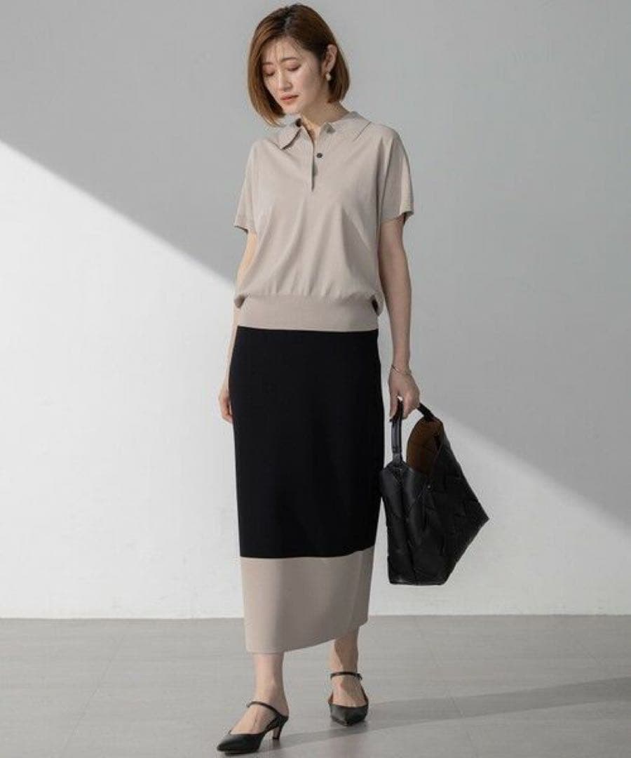 新品同様✨23区　2025　フレンチスリーブ ポロニット　ベージュ　38