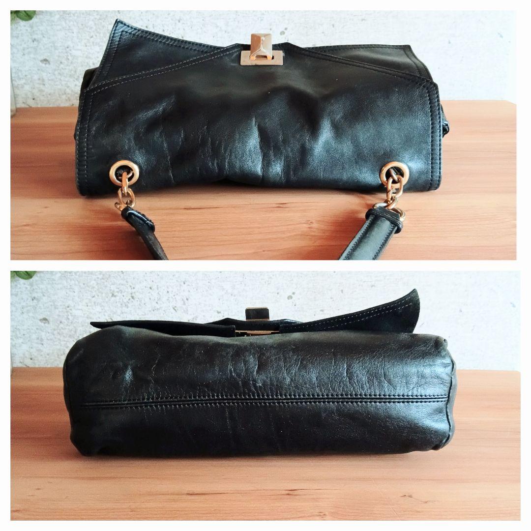 良品 マックスマーラ ヴィンテージ 本革 レザー ショルダー ハンドバッグ 鞄