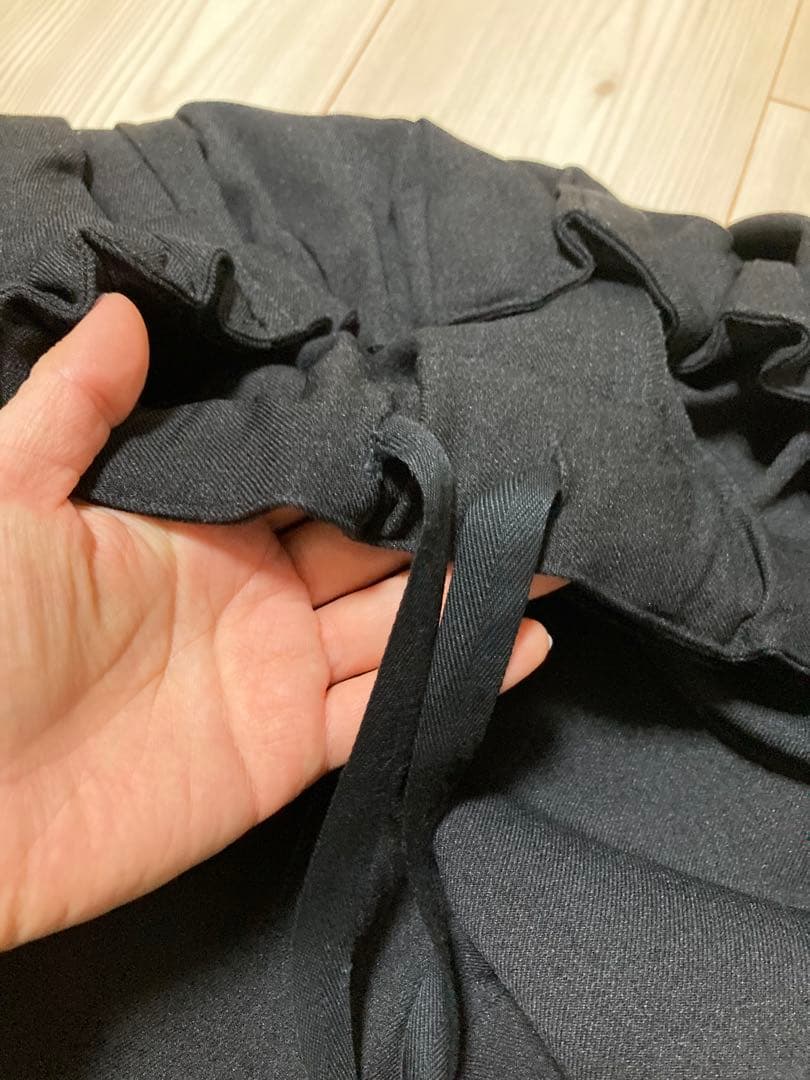 美品 ミズイロインド ワイドカーゴパンツ ブラック 黒