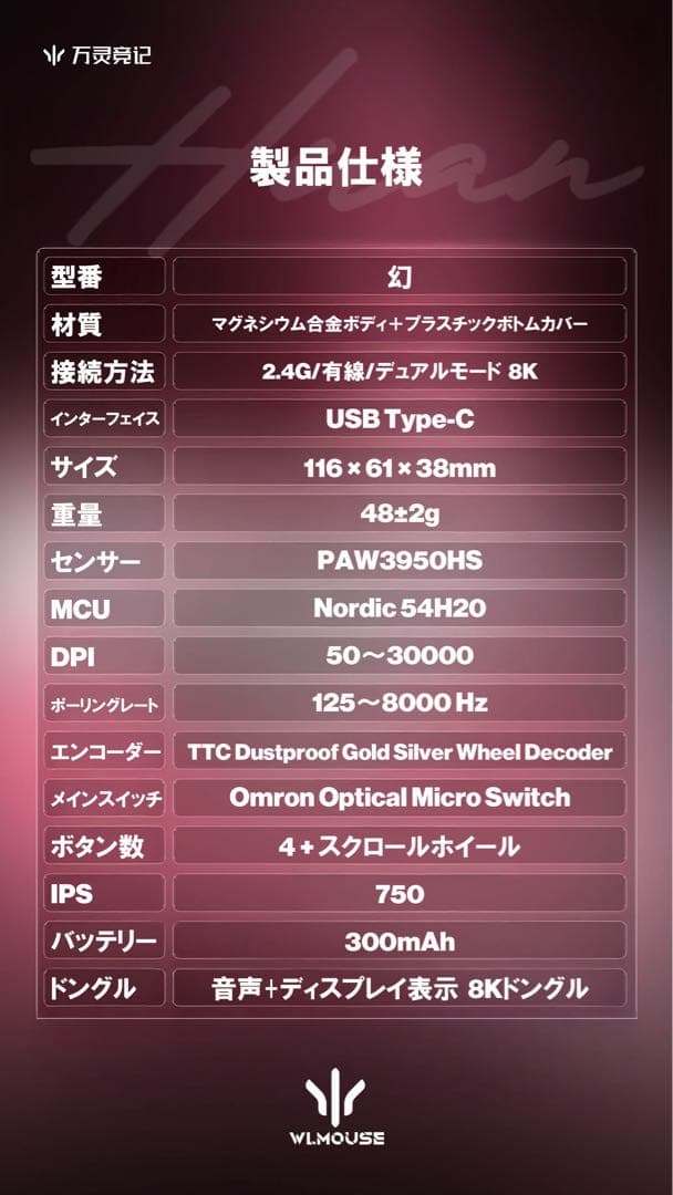 マウス・トラックボール wlmouse huan black