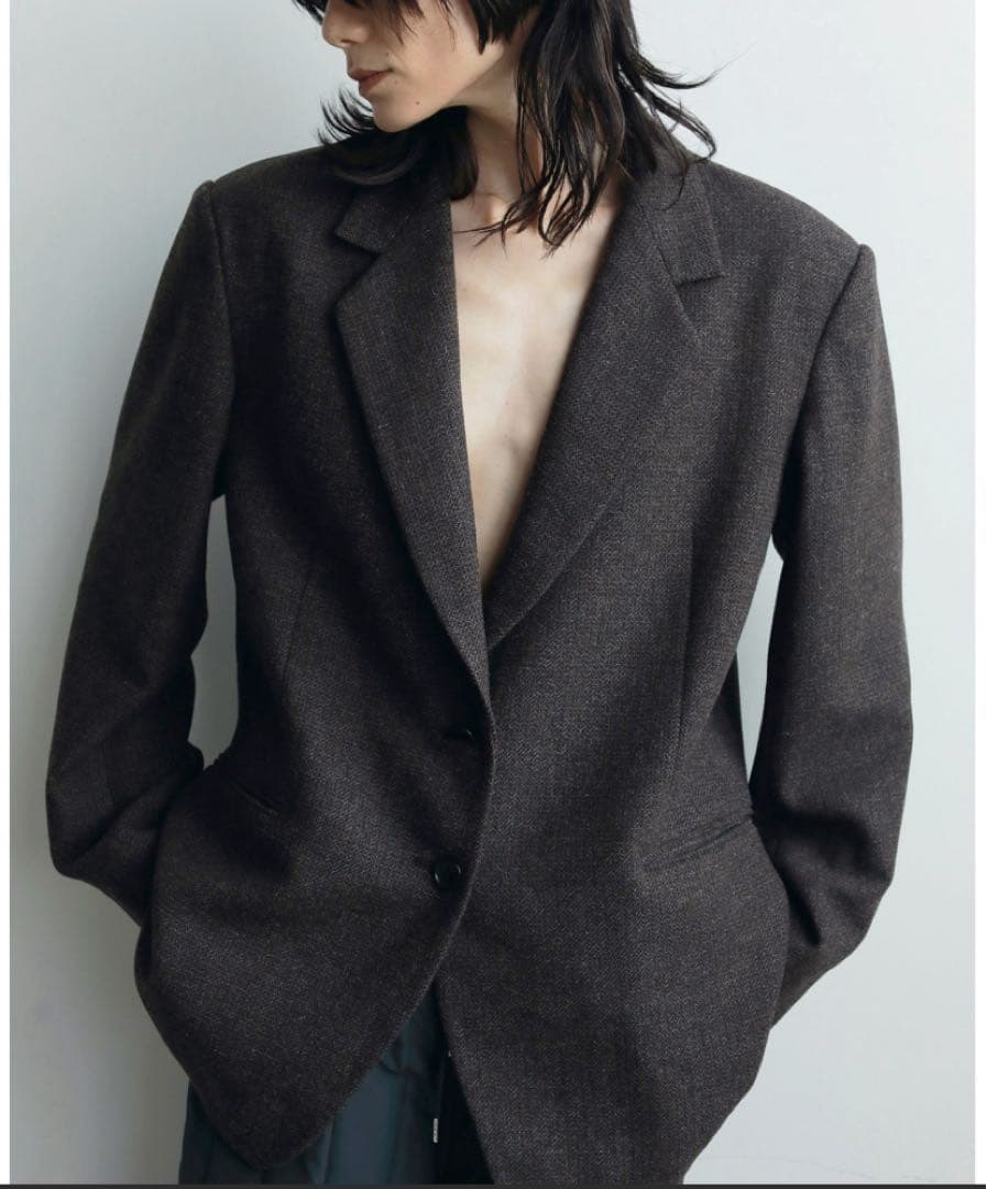 anukeアンヌークHerringbone Wool Jacket/ブラウン38