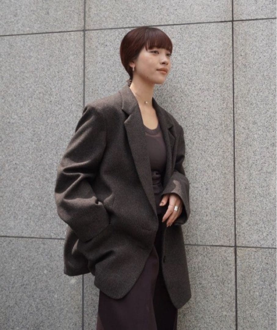 anukeアンヌークHerringbone Wool Jacket/ブラウン38
