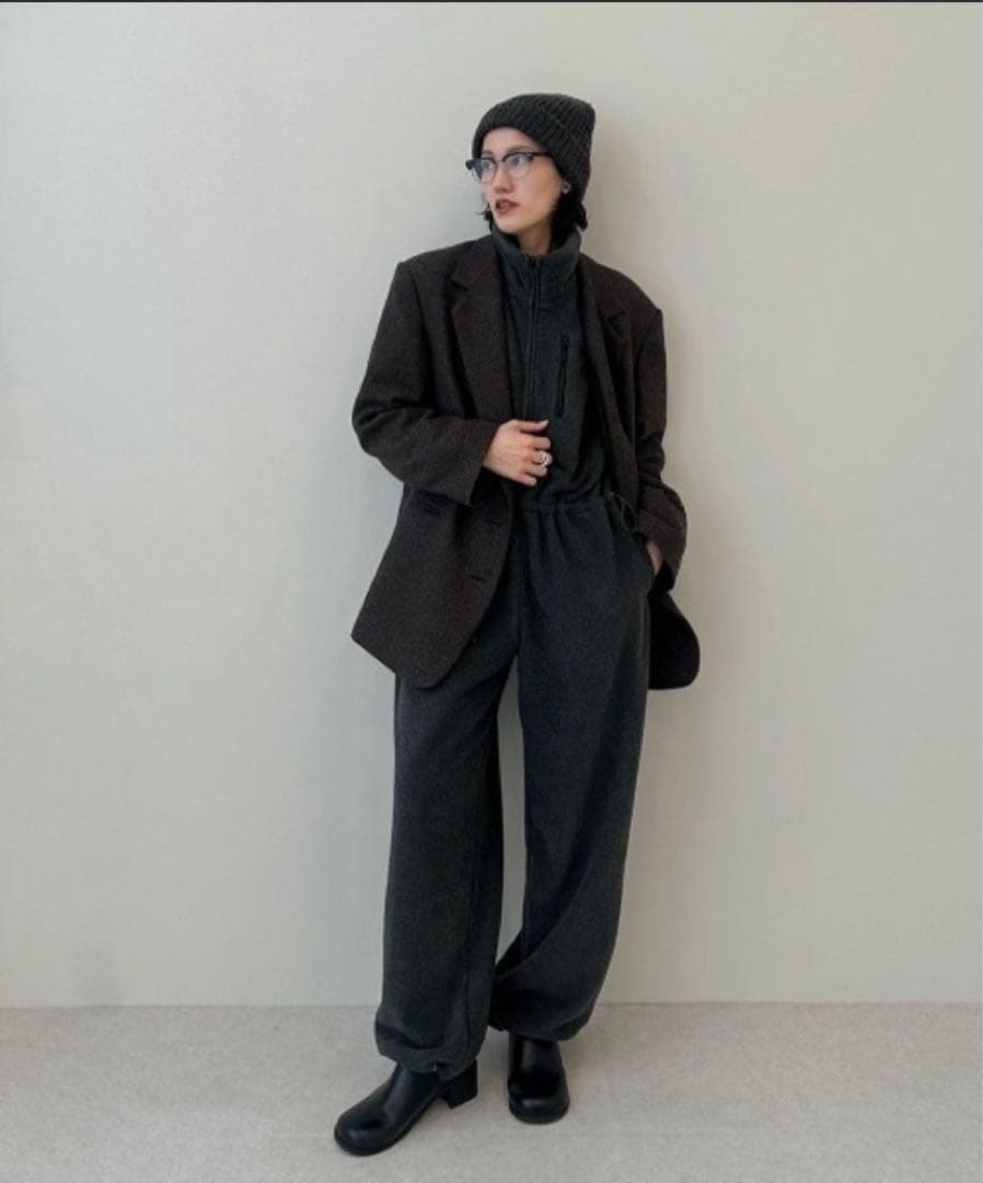 anukeアンヌークHerringbone Wool Jacket/ブラウン38