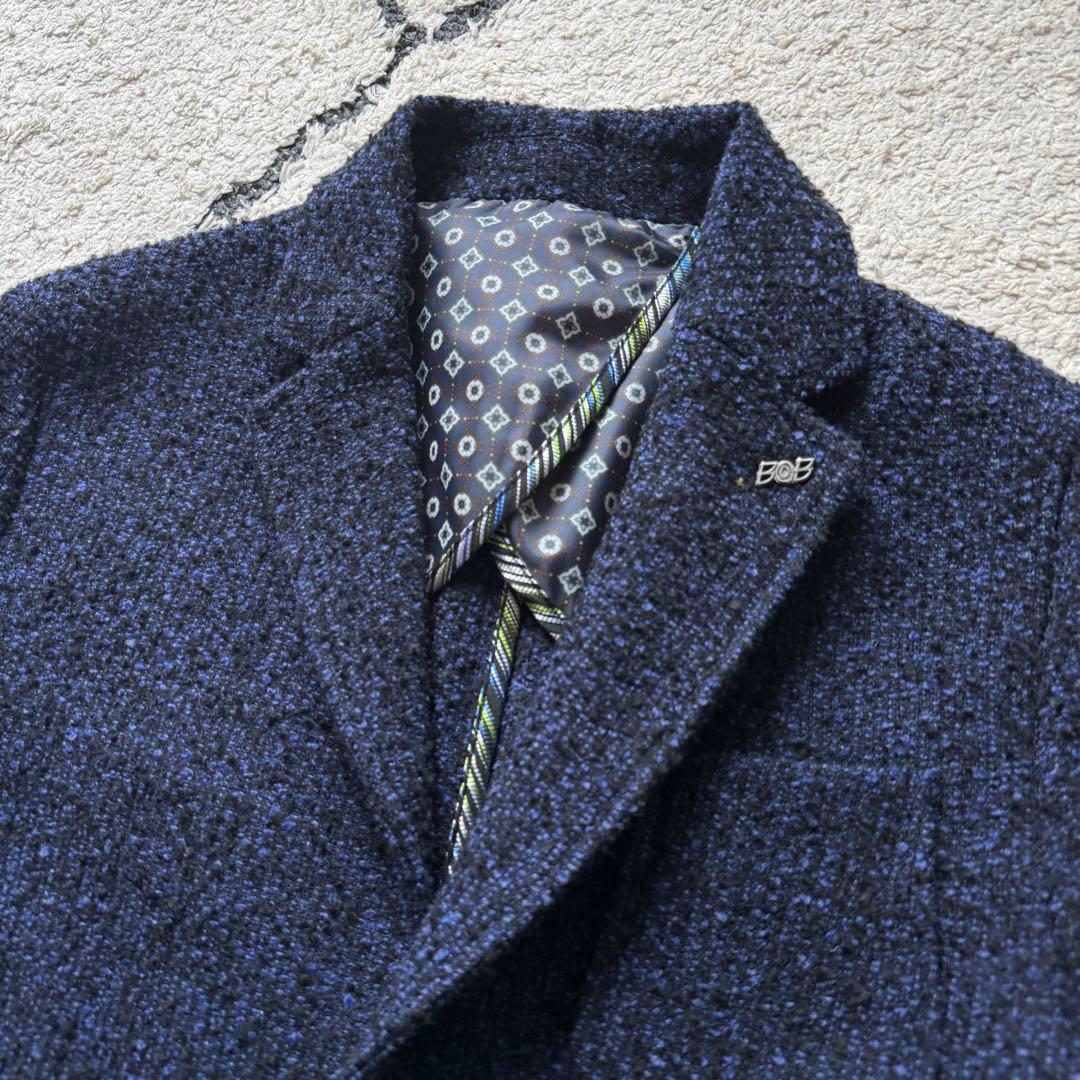 BOB ボブ ツイード テーラードジャケット アンコンジャケット　ネイビー　50