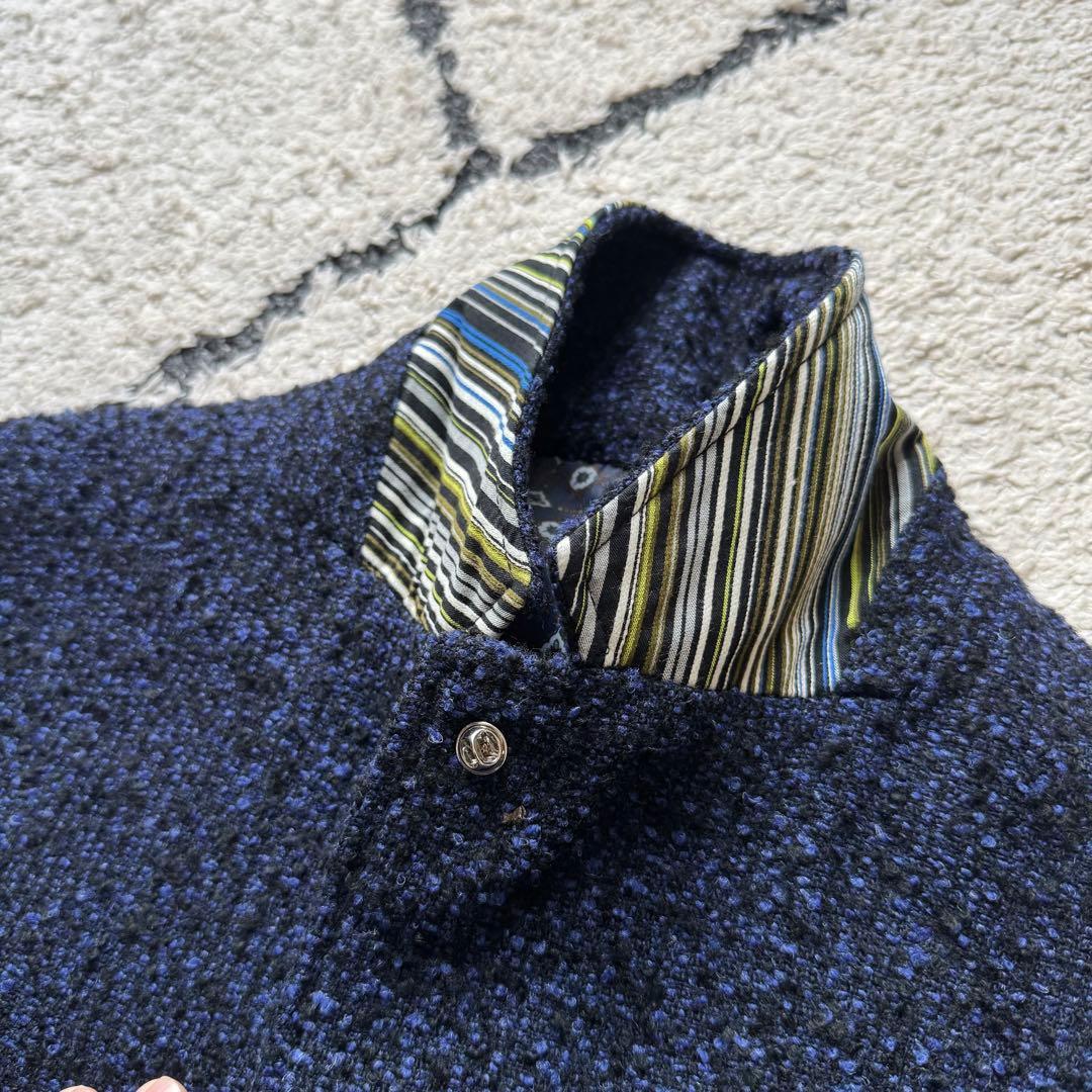 BOB ボブ ツイード テーラードジャケット アンコンジャケット　ネイビー　50