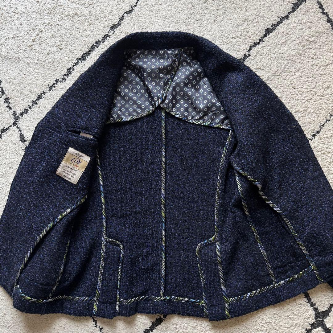 BOB ボブ ツイード テーラードジャケット アンコンジャケット　ネイビー　50