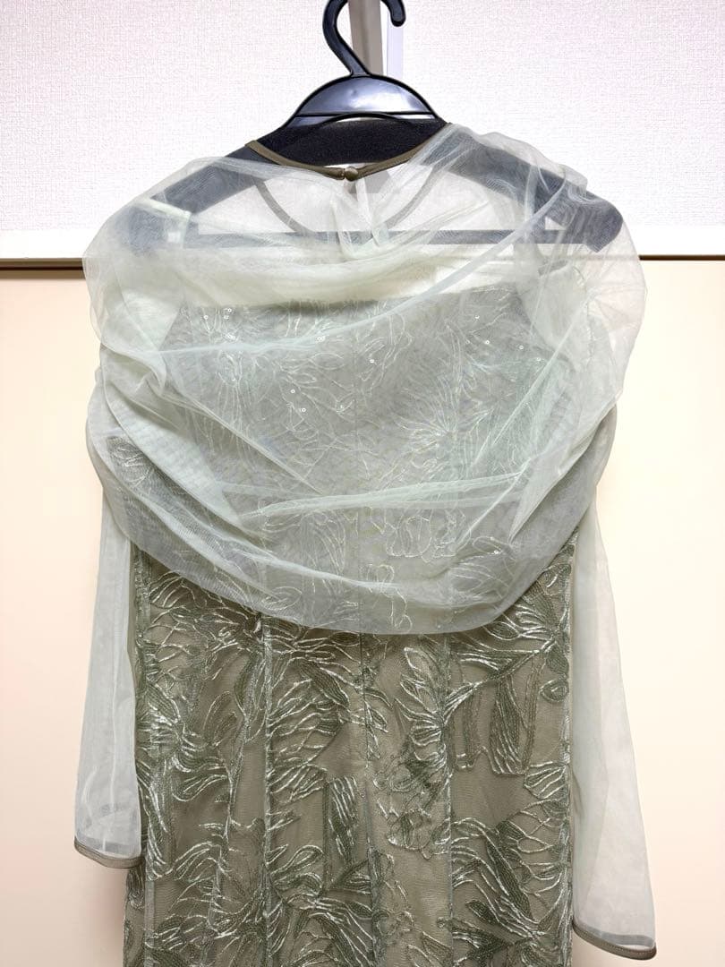 LEJA-チュールオフショルダー花柄Iラインワンピースドレス 結婚式 レディース