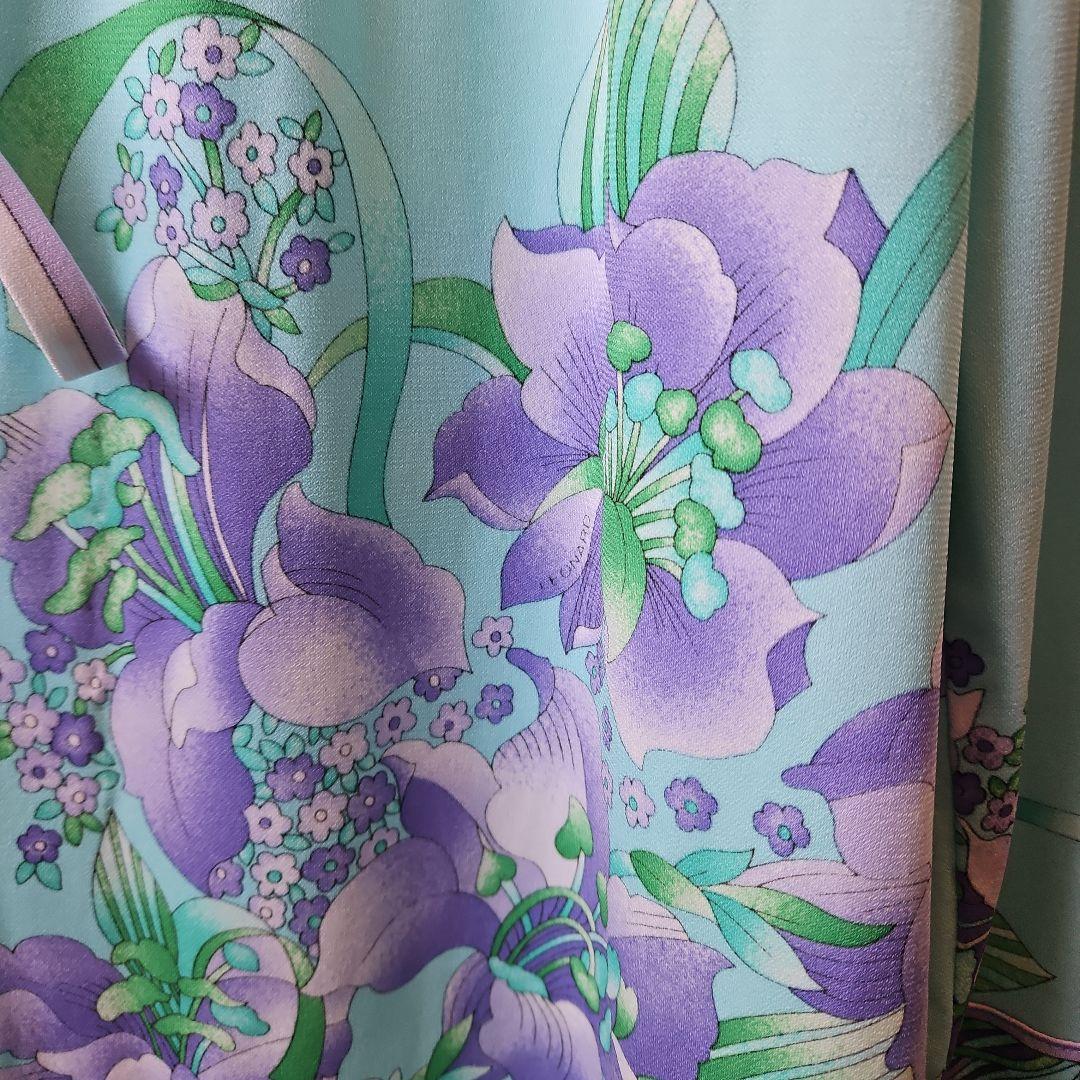 LEONARD 花柄ミントグリーンアンサンブル風長袖チュニック