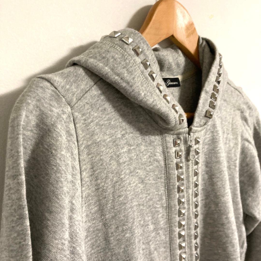 ヒステリックグラマー　スタッズ加工パーカー　グレー　y2k NANA FREE