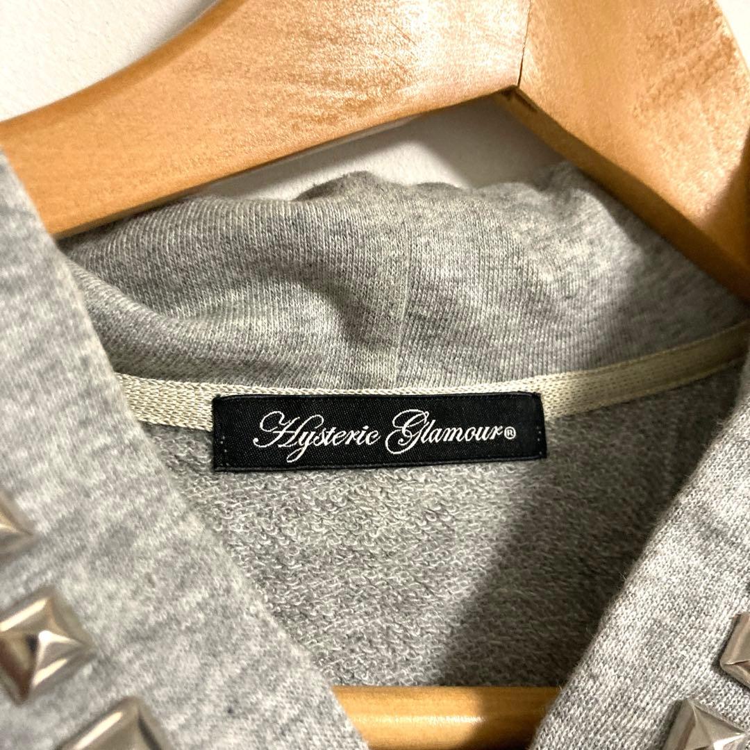 ヒステリックグラマー　スタッズ加工パーカー　グレー　y2k NANA FREE