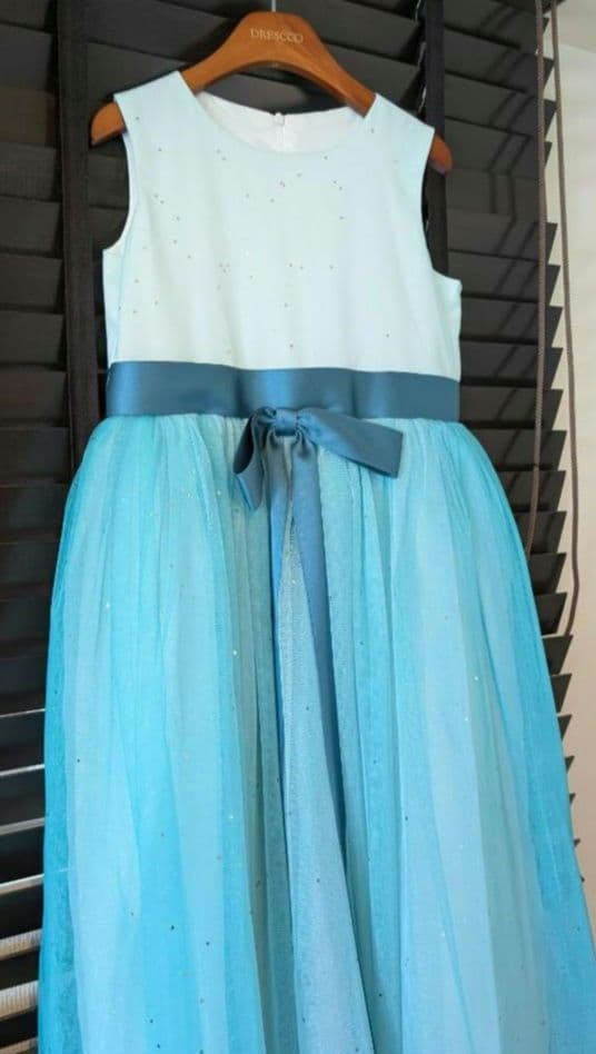 mi-san専用★DRESCCO ピーコックブルービジューストーンロングドレス