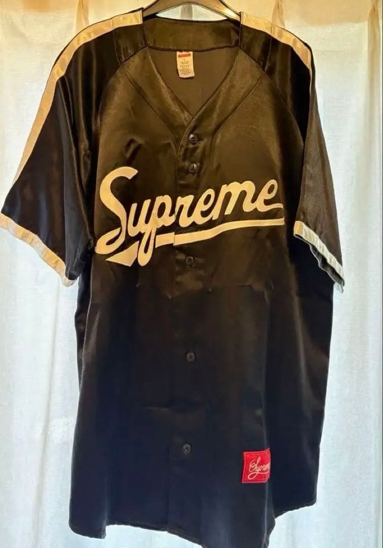 メル様【Supreme】 Satin Baseball Jersey ジャスティ