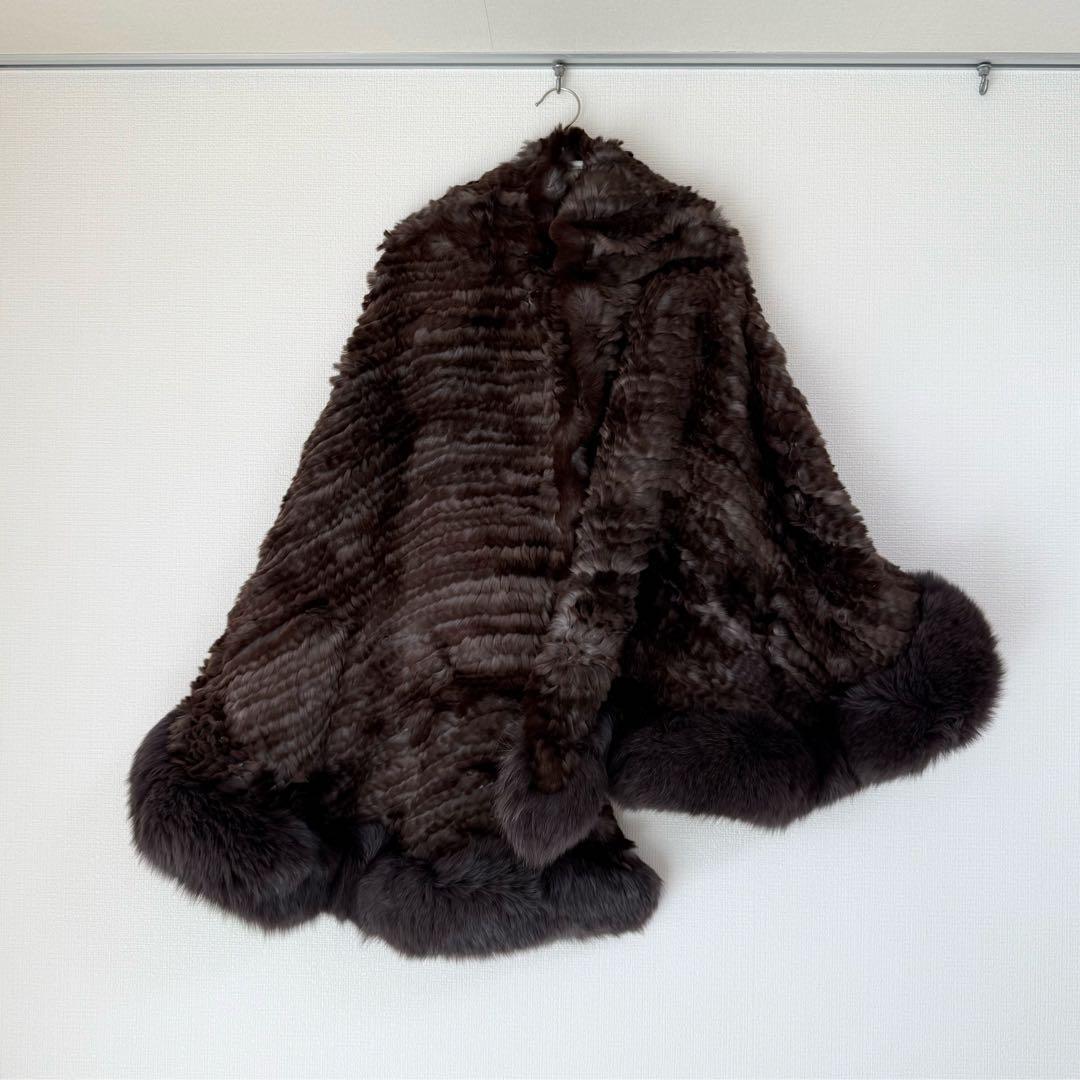 グレースコンチネンタル ファー ケープ ポンチョ ラビット フォックス