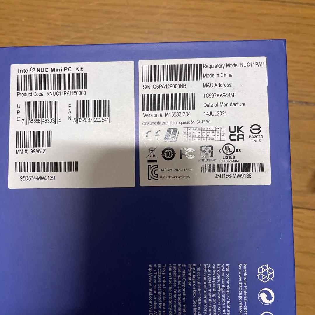 【美品】intel NUC 第11世代 NUC11PAHi5000