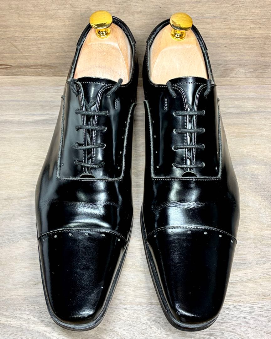 【未使用級】キャサリンハムネット ストレートチップ 黒 レザー 25cm 美品