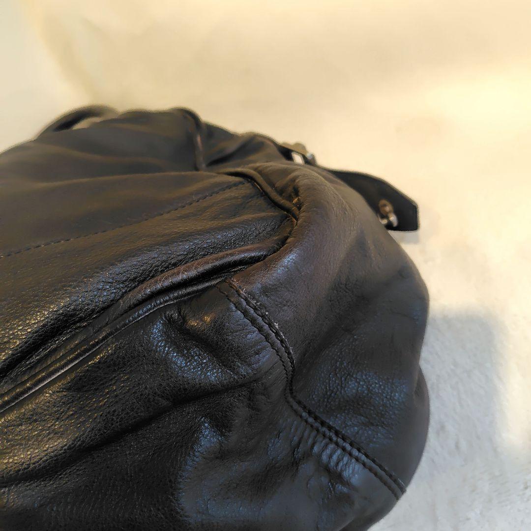 Y2K DIESEL メタルロゴ　レザー　ボストンバッグ　大容量　黒