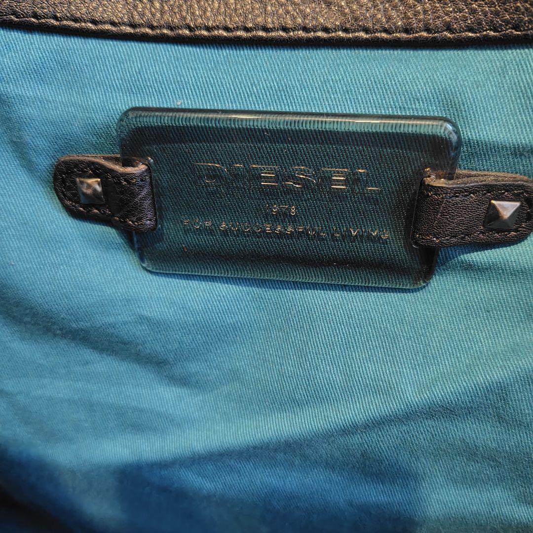 Y2K DIESEL メタルロゴ　レザー　ボストンバッグ　大容量　黒