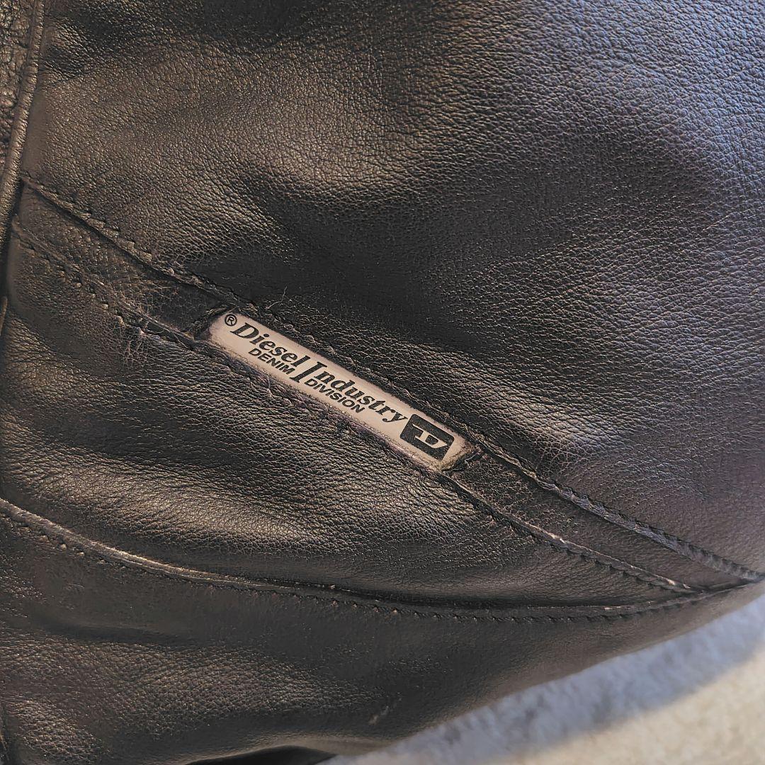 Y2K DIESEL メタルロゴ　レザー　ボストンバッグ　大容量　黒