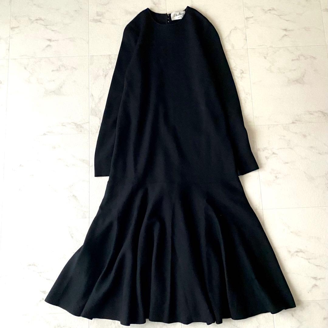 美品.定価4.4万☆レリタージュマルティニーク パールボタン フレアワンピース