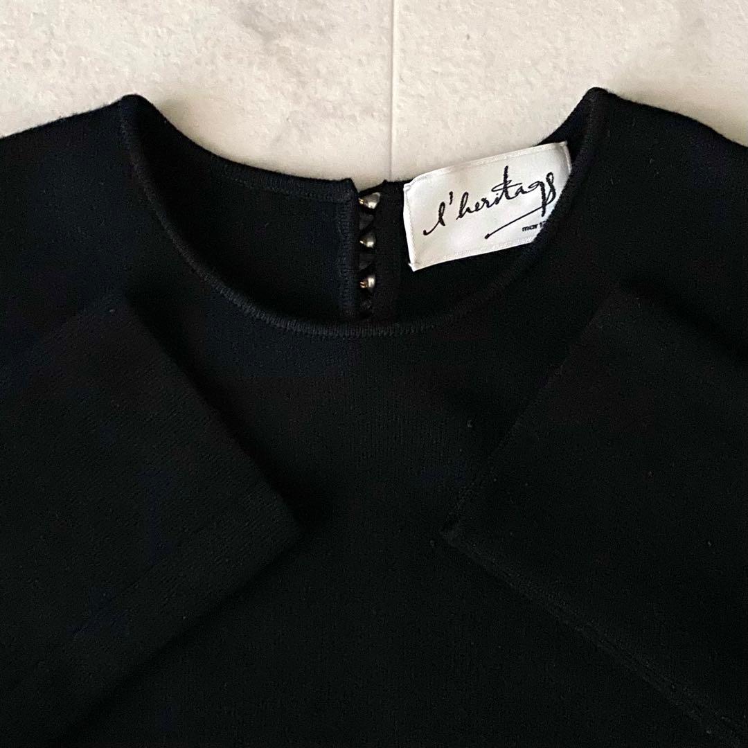 美品.定価4.4万☆レリタージュマルティニーク パールボタン フレアワンピース