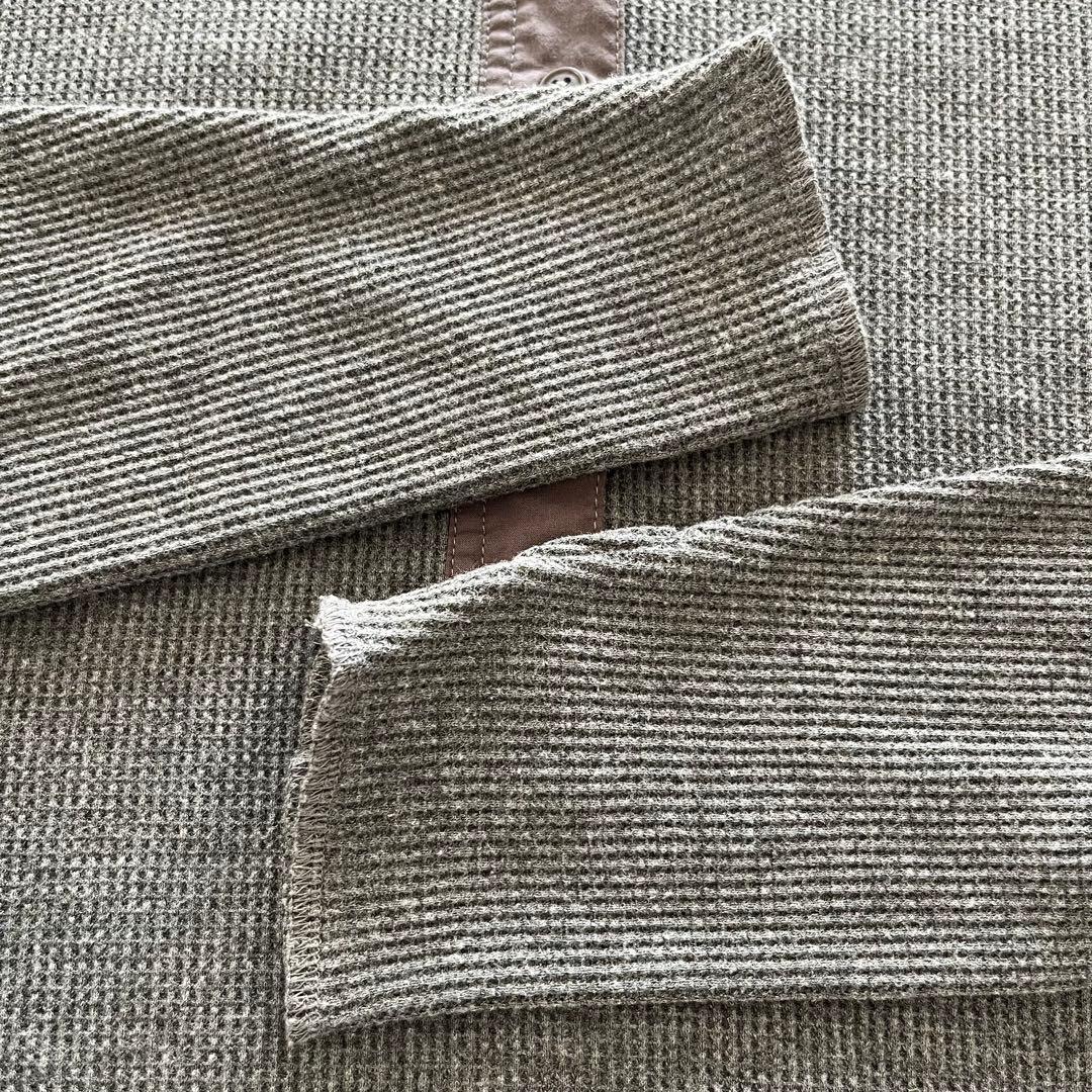 美品★anuke ワッフルヘンリートップス　グレー　長袖　カットソー　ショート丈