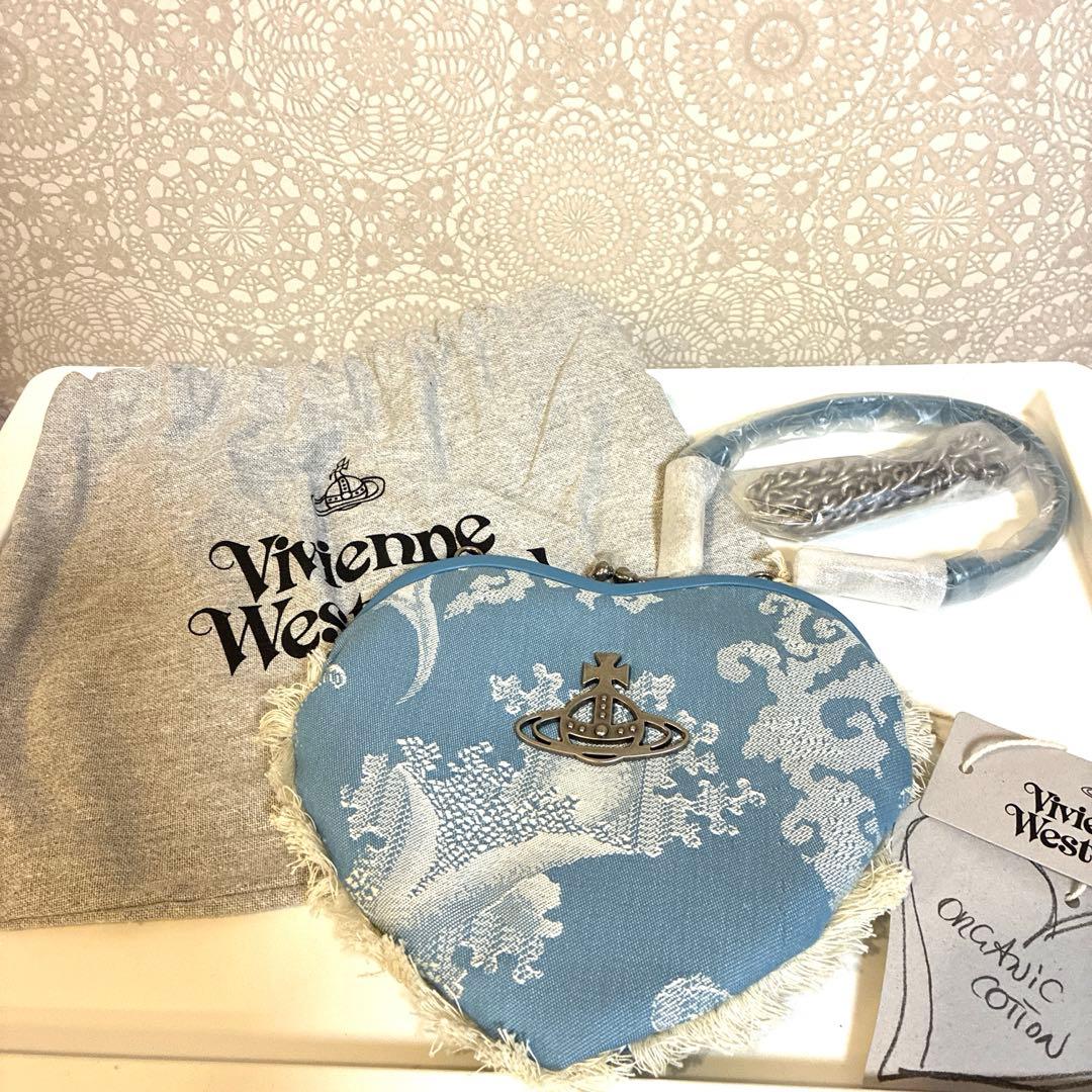 ヴィヴィアンウエストウッド ブルー ジャカード ポーチ クラッチバッグ