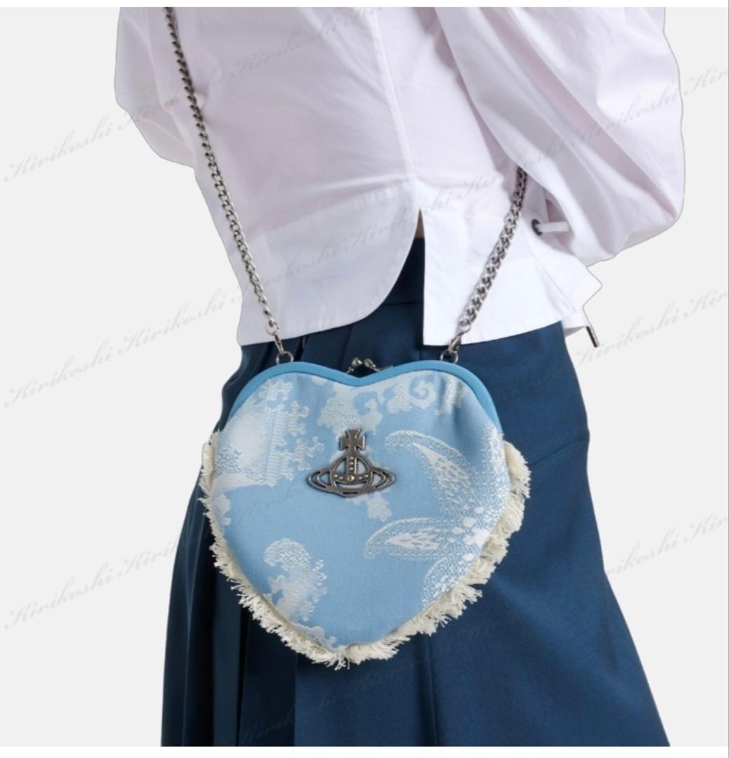 ヴィヴィアンウエストウッド ブルー ジャカード ポーチ クラッチバッグ