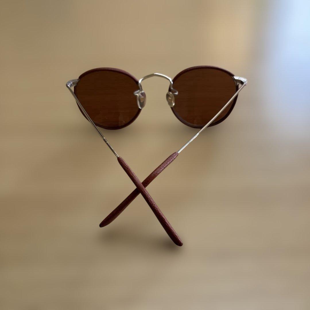 80sレザーフレームサングラス白山眼鏡ケース付き MADE IN ENGLAND