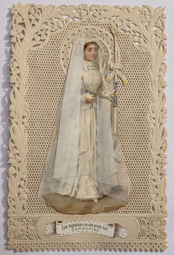 1900年代初頭 フランス製 アンティーク 回転式フォトフレーム＋ホーリーカード