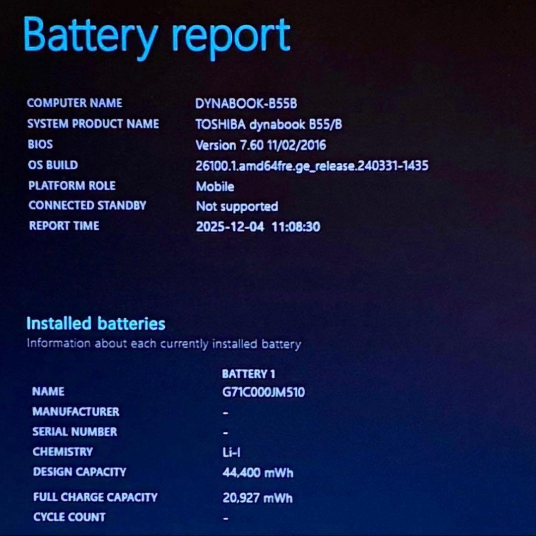 TOSHIBA dynabook B55B SSD128GBノートパソコン PC