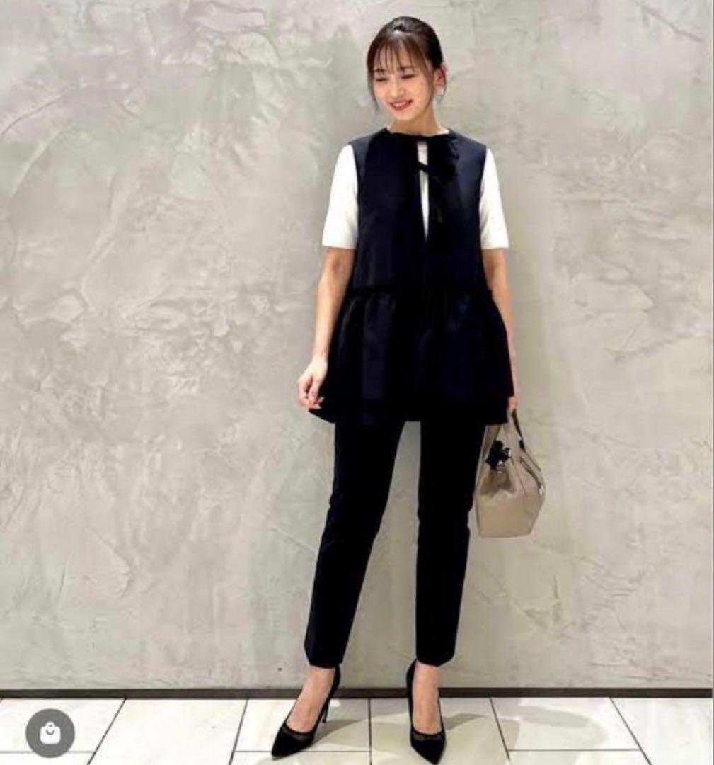 エムプルミエ グログランオープンリボンペプラムジレ　38サイズ