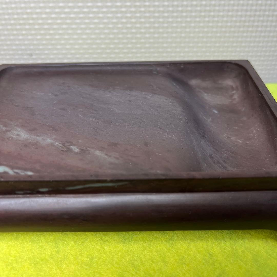 ⭕️赤間硯　紫金石模様　古硯　四つ脚　眞丁寧仕上げ　赤間関　赤盛堂作　精巧仕上げ