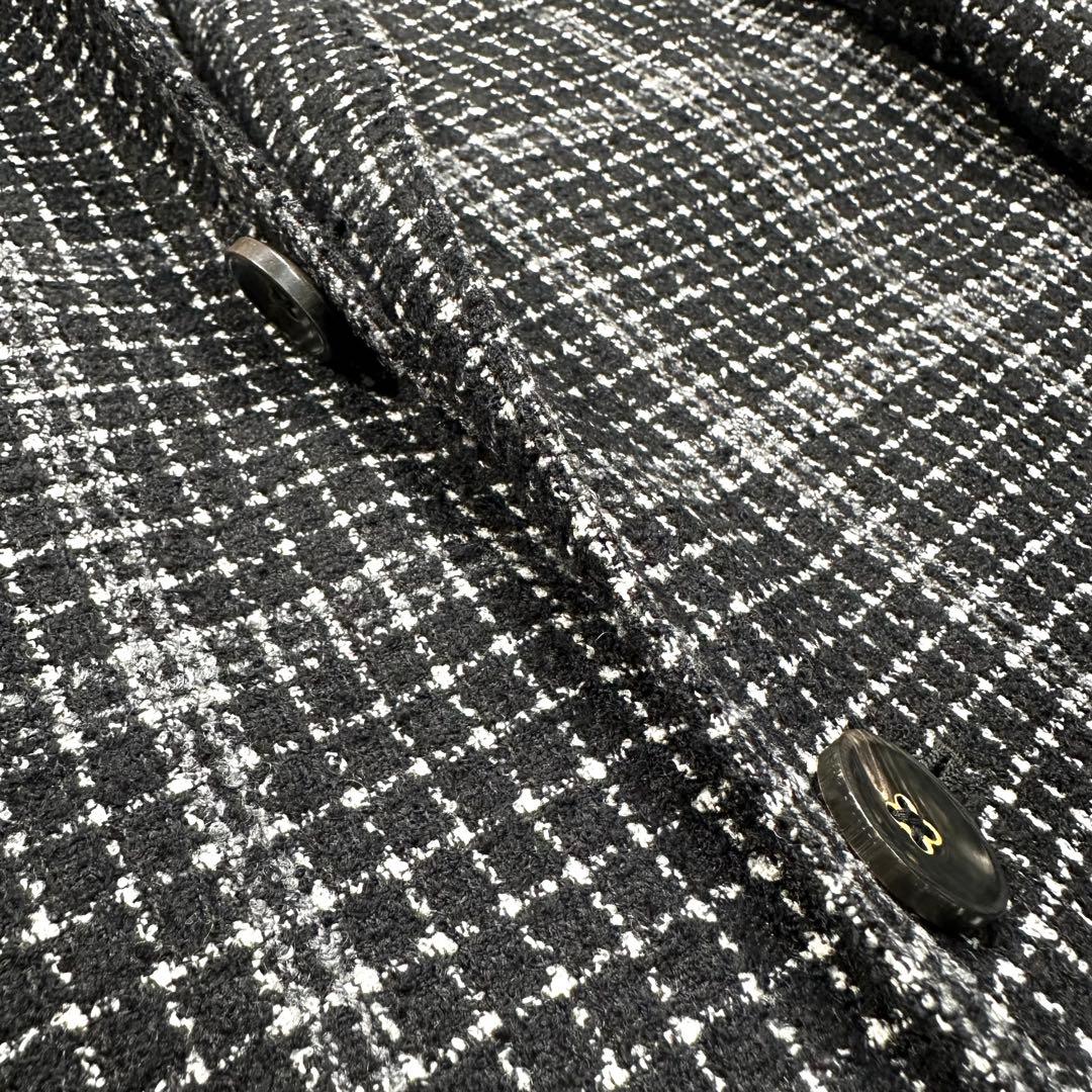 未使用級 XL相当◎ザジジ ウールツイードアンコンジャケット DEGAS 黒50