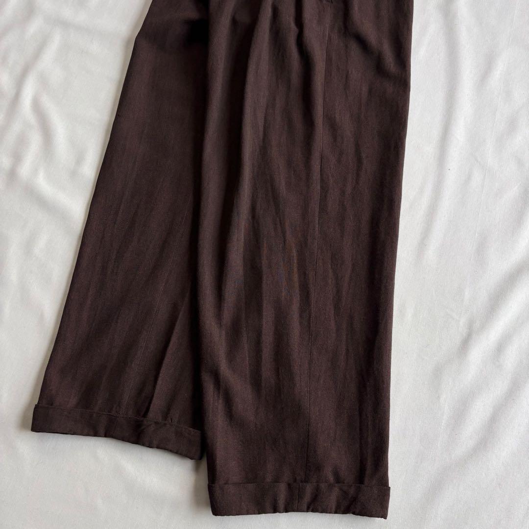 パンツ 90s EURO label 4-tuck cotton wide slacks
