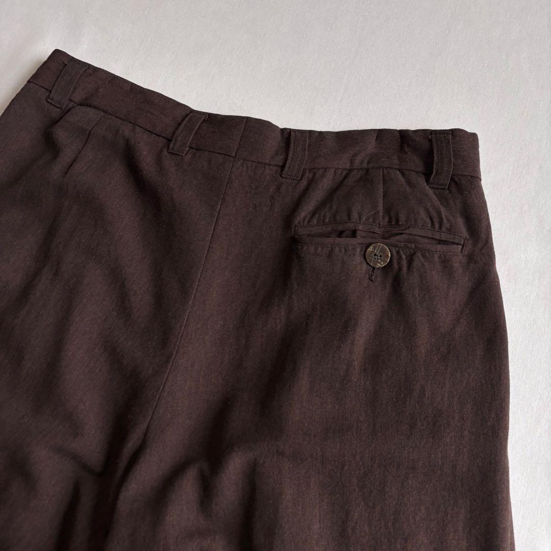 パンツ 90s EURO label 4-tuck cotton wide slacks