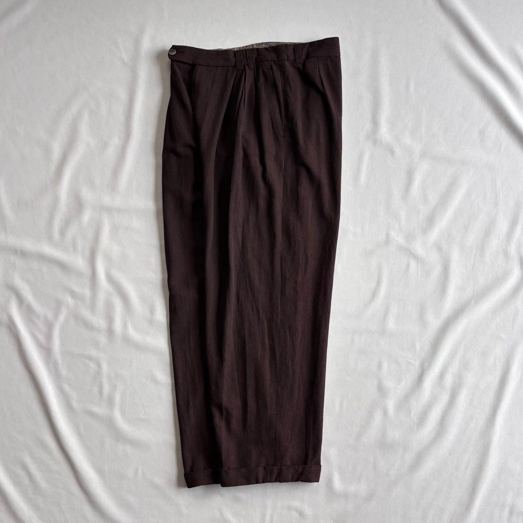 パンツ 90s EURO label 4-tuck cotton wide slacks