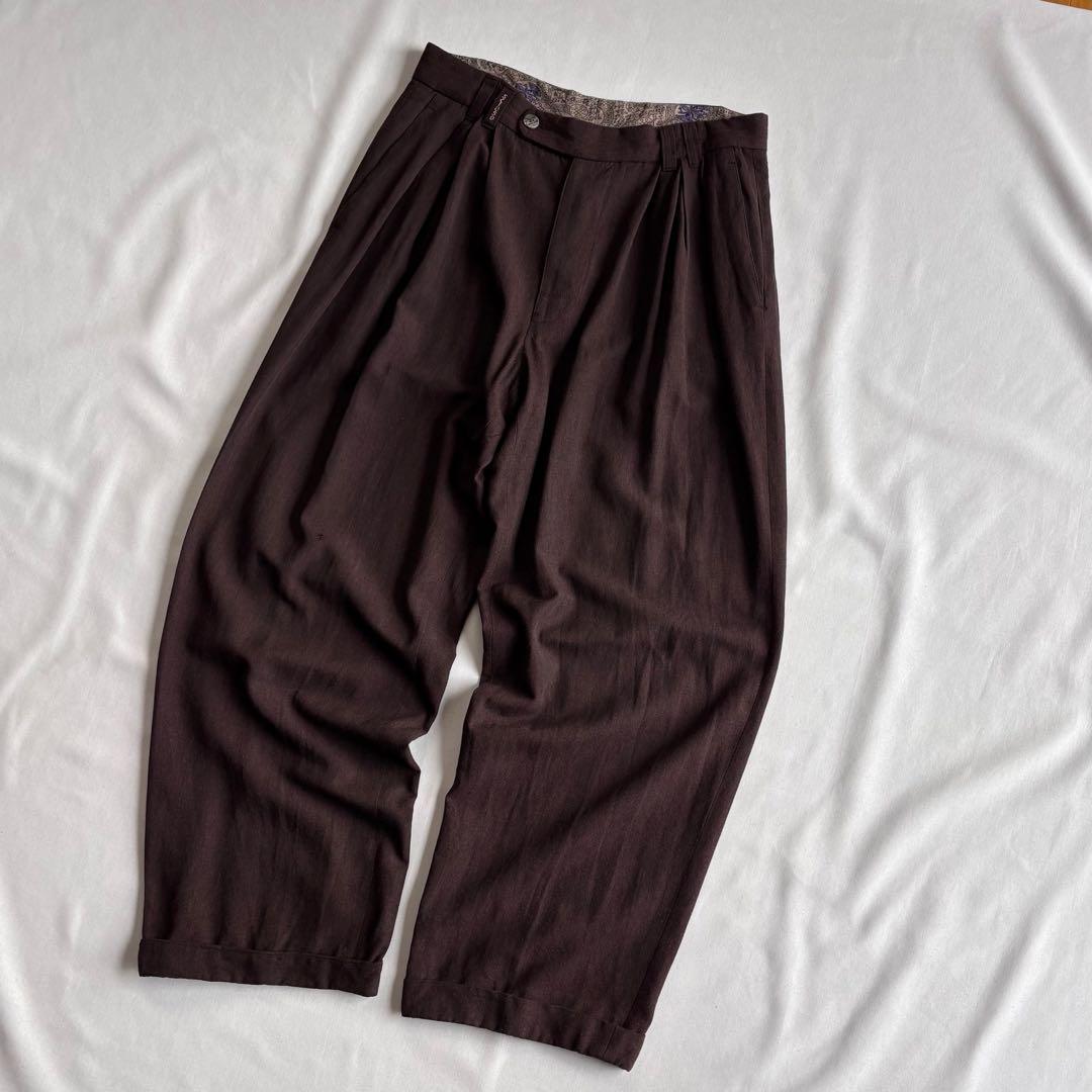パンツ 90s EURO label 4-tuck cotton wide slacks