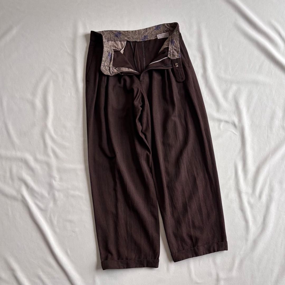 パンツ 90s EURO label 4-tuck cotton wide slacks